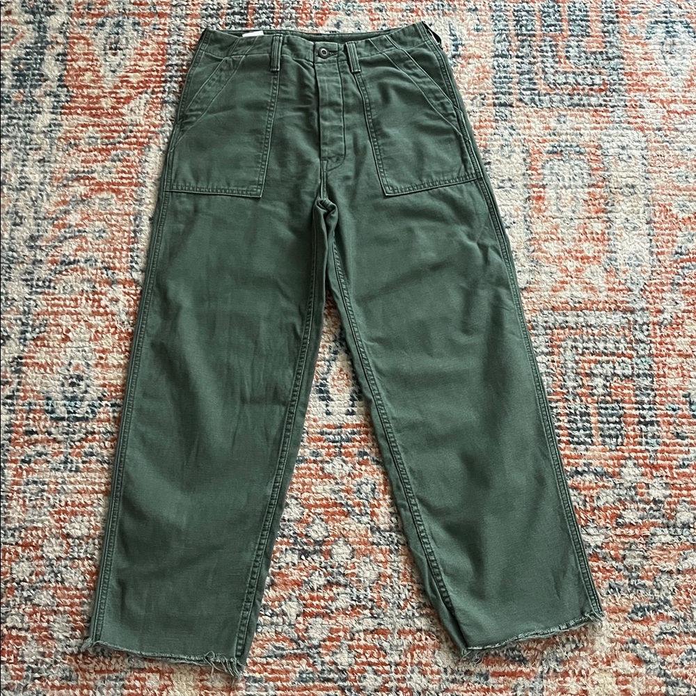 Mother Patch Pocket Private Ankle Olive Green Utility Pants 26